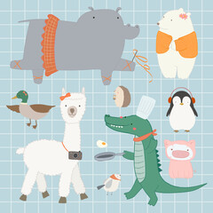 Wall Mural - Cute animal elements set vector