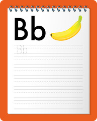 Wall Mural - Alphabet tracing worksheet with letter B and b