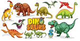 Fototapeta Dinusie - Set of Dinosaurs cartoon character isolated on white background