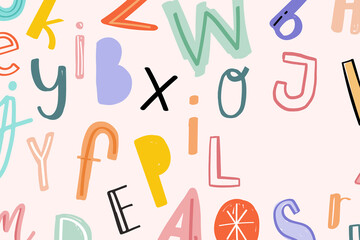 Poster - Hand drawn doodle alphabet typography design space