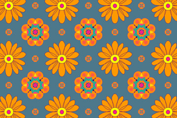 Poster - Marigold flower vector pattern Diwali festival background