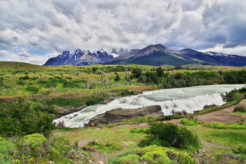 Wall Mural - Waterfall in Torres del Paine National Park, Patagonia, Chile