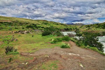 Poster - Waterfall in Torres del Paine National Park, Patagonia, Chile