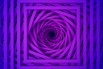 Wall Mural - Abstract three-dimensional minimal pastel purple texture from a set of straight square borders of spiraling steps. 3D illustration