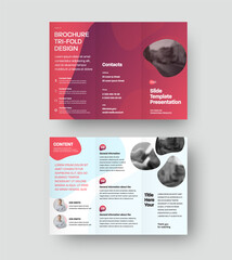 Poster - Vector trifold brochure with company information presentation, business concept.