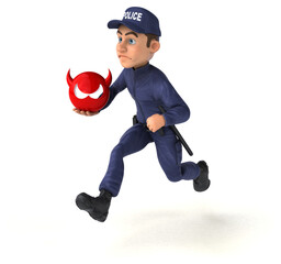 Fun 3D illustration of a cartoon Police Officer