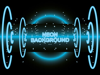 Sticker - Neon background with blue circles vector design