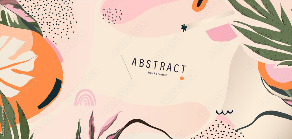 Abstract floral organic shapes background. Contemporary modern hand drawn vector illustration.  - obrazy, fototapety, plakaty 