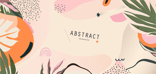 Wall Mural - Abstract floral organic shapes background. Contemporary modern hand drawn vector illustration. 