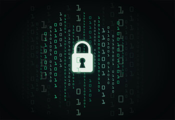 Fototapete - Digital lock guard sign binary code number cyber data background vector illustration eps10