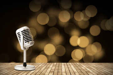 Retro microphone isolated on colorful background