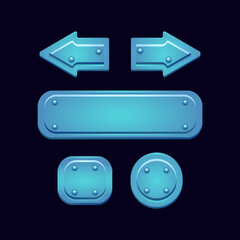Wall Mural - set of fantasy glossy blue rpg button for game ui asset elements vector illustration
