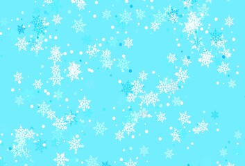 Wall Mural - Light BLUE vector texture with colored snowflakes.