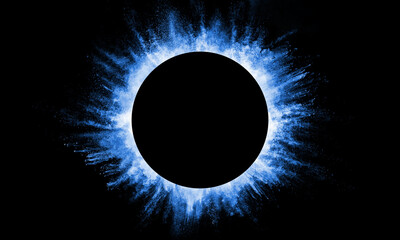Poster - Abstract dust explode circle frame in blue color