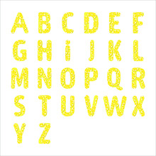 Vector Lemon Alphabet. Fruit Yellow Letters Design.