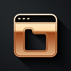 Aufkleber - Gold Browser files icon isolated on black background. Long shadow style. Vector.
