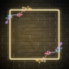 Sticker - Neon frame star rainbow doodle