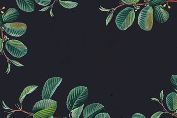 Wall Mural - Green leaf frame floral background