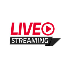 Poster - Live streaming vector icon tag isolated, broadcasting online video modern label label badge emblem, television logo ribbon idea modern design