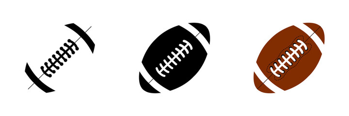 Vector football balls icons. American Football ball in different designs. Sport concept. Vector illustration