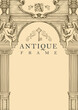 © paseven - Antique frame or vintage background with inscription and place for text. Hand-drawn vector illustration in the form of an beautiful facade of an ancient building with angels on an old paper backdrop
