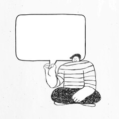 Sticker - Black and white image of man with speech bubble