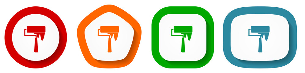 Aufkleber - Paintroll vector icon set, flat design buttons on white background