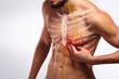 Chest bone nerve pain, human anatomy