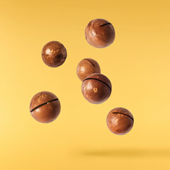 Wall Mural - Delicious Chocolate flying in the air. High resolution levitation concept