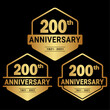 200 years anniversary set. 200th celebration logo collection. Vector and illustration.
