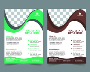 Sticker - real estate flyer design template background