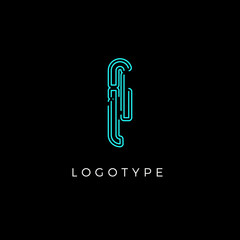 Aufkleber - Cyber letter I for digital technology logo concept. Contour circuit style monogram for artificial intelligence product symbol, robotic system logo and vector type design