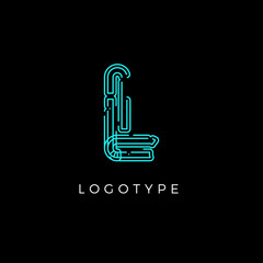 Aufkleber - Cyber letter L for digital technology logo concept. Contour circuit style monogram for artificial intelligence product symbol, robotic system logo and vector type design