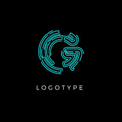 Poster - Cyber letter G for digital technology logo concept. Contour circuit style monogram for artificial intelligence product symbol, robotic system logo and vector type design