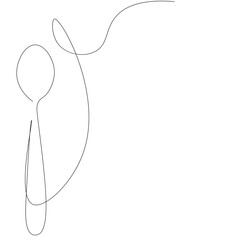 Wall Mural - Spoon on white background line drawing, vector illustration