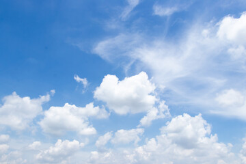 Clear blue color sky with white cloud background