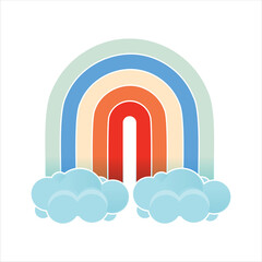 Rainbow and Cloud Vintage Design. vector