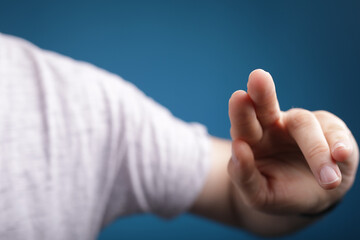Poster - young man finger pointing touch