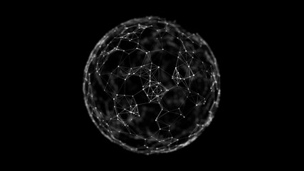 Poster - blue sphere consisting of points and lines. modern wireframe elements. technology grid sphere. 3d re