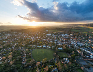 Wall Mural - Aerial view of English countryside houses in Surrey