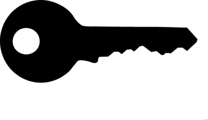 Poster - black silhouette of a key isolated on white background