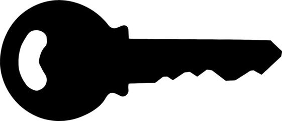 Poster - black silhouette of a key isolated on white background
