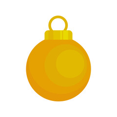 Canvas Print - happy merry christmas golden ball hanging decorative icon