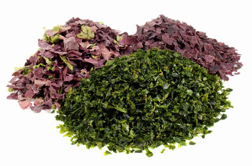 Wall Mural - Dried Seaweed Mix - Healthy Nutrition on white Background - Isolated