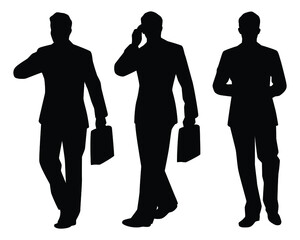 Wall Mural - Set of businessman silhouette vector on white background