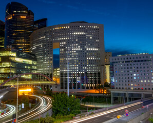 Wall Mural - Modern Buildings and Night Traffic