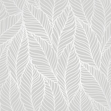 Seamless Abstract  Grey Floral Background With Leaves