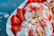 © rastockinc - Strawberries vanilla ice-cream with sprinkles in the white plate