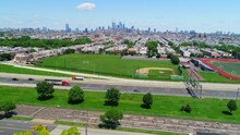 Aerial Slider Shot View Of The Philadelphia Skyline
