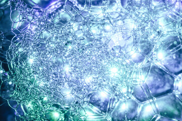 Aufkleber - Close up Beautiful abstract soap bubbles. Background pattern for design. Macro photography view.